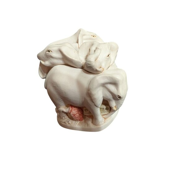 Harmony Kingdom Rather Large Safari 1995 Elephants Trinket Box 4 x 4.5 in No Box - Picture 5 of 7